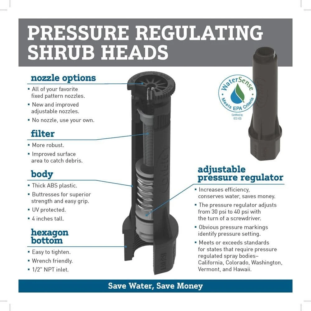 Orbit 4 ft. Adjustable Pattern Pressure Regulated Pop-Up Shrub Head Irrigation Sprinkler 4 Orbit 4 ft. Adjustable Pattern Pressure Regulated Pop-Up Shrub Head Irrigation Sprinkler - Image 4