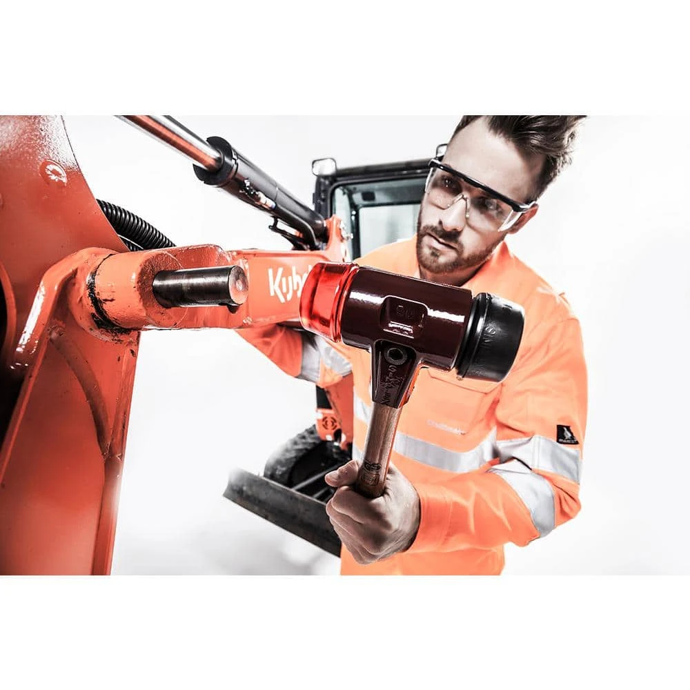 Halder Simplex 12oz. Mallet with Cast Iron Housing Acacia Hard Wood Handle Red Plastic Face and Gray Rubber Face 2 Halder Simplex 12oz. Mallet with Cast Iron Housing Acacia Hard Wood Handle Red Plastic Face and Gray Rubber Face - Image 2